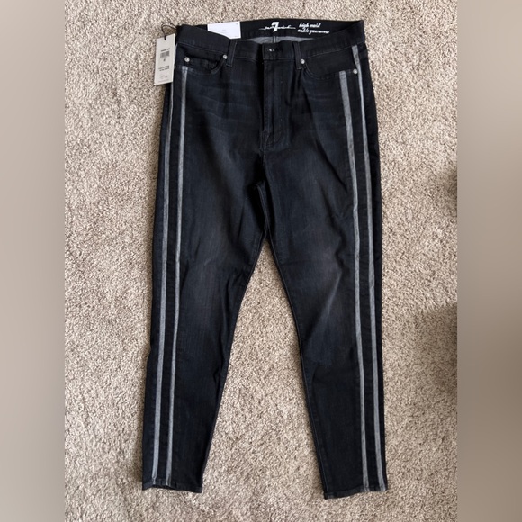 7 for All Mankind Sz 32 Black Skinny Jeans - Picture 1 of 6